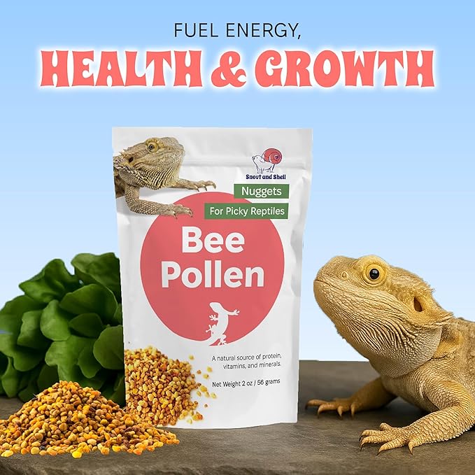 Bee Pollen Nuggets for Reptiles – Natural Supplement for Bearded Dragons, Skinks, and More – Reptile Bee Pollen Powder, Appetite Booster – 2 oz Resealable Pack