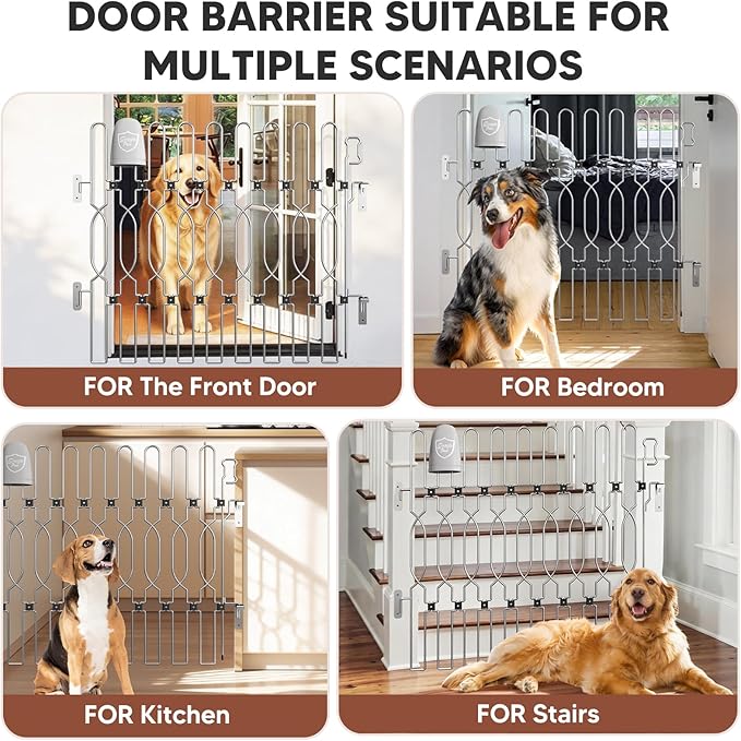 Snagle Paw Extra Tall Metal Retractable Door Barrier, 40.2" Wide 35" Tall Safety Dog Gate for Front Door,Easy Install Retractable Pet Gate for Recreational Vehicle,Doorways