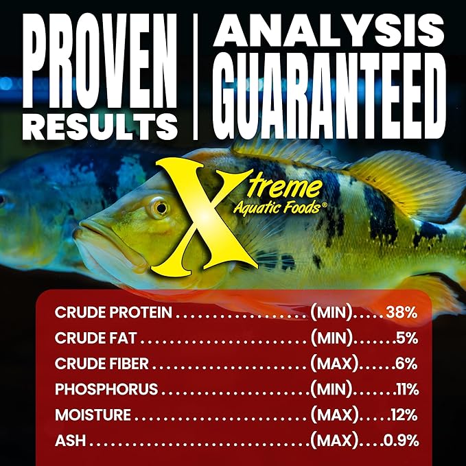 Xtreme Monster 9.0mm Pellets β Slow Sinking & Ideal for Large Cichlids, Monster Fish & Voracious Eaters β Boost Immune & Digestive Health, Max Marine Protein Fish Food β USA Farm Grown (9oz)