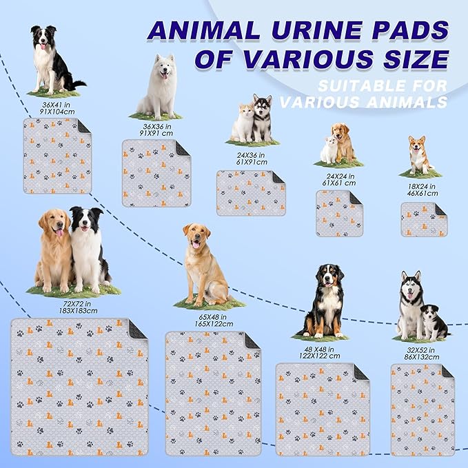 WanpeeGoo Washable Pee Pads for Dogs, 2 Pack Absorbent Reusable Training Dog Pads Pet Puppy Pads, Non-Slip Potty Pads for Whelping, Playpen, Crate, Bed, Orange, 36"x36"