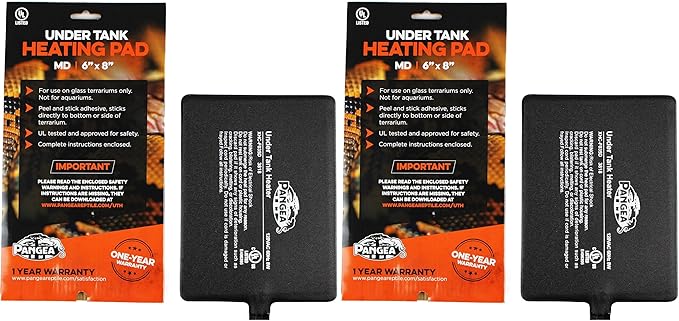Pangea Reptile Heat Mat (Medium, 6x8, 10-20 gal), Black (UTH6x8) (Pack of 2)
