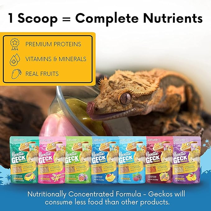 Gargeer 8oz Complete Crested Gecko Food Diet. Premium Mix, Ready to Use Freshly Made Powder. Unique Formula, Developed & Made in The USA. Enjoy! (Mango)