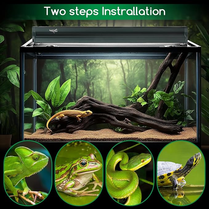 T8 Reptile Light Fixture Combo Kit 17W Green Light 10.0 UVB Fluorescent Tube for Reptiles