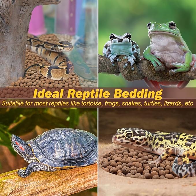 ZeeDix 6 LBS Reptile Substrate Leca Balls - 100% Organic Expanded Clay Pebbles, Ideal Bioactive Terrarium Clay Balls Substrate for Reptile Terrarium Tank, Bearded Dragon, Tortoise, Gecko, Snake & Frog