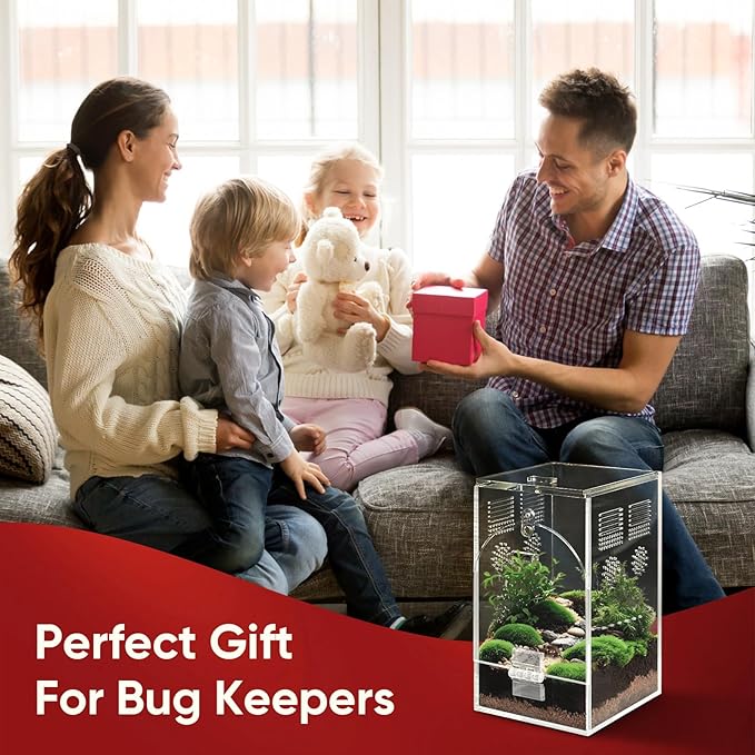 Jumping Spider Enclosure, Acrylic Insect Terrarium, Praying Mantis Habitat, No Assembly Required, 2-Size Kit