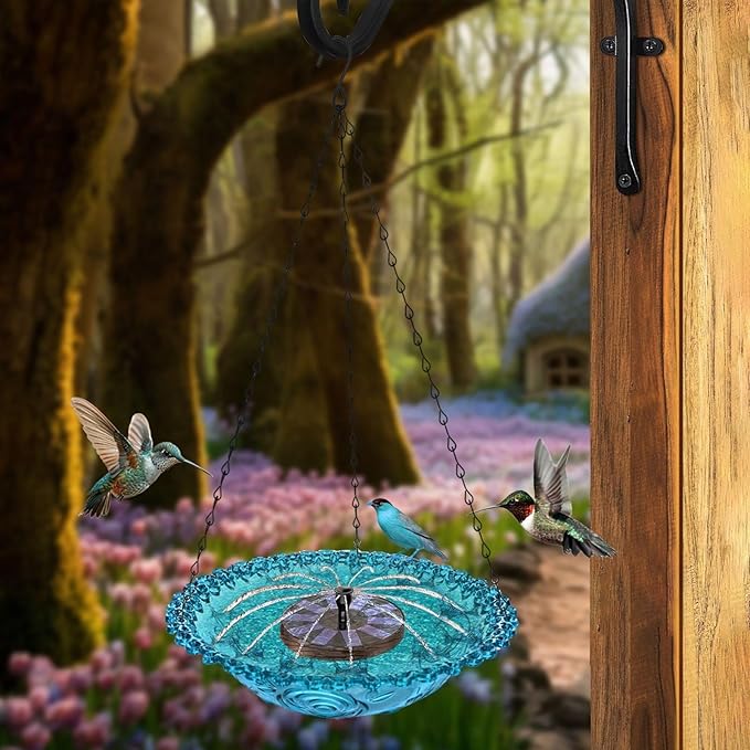 Large Capacity Outdoor Hanging Bird Feeder Water Fountain Attracts Wildlife ABS Construction Garden Decors Outdoor Bird Feeder for Wild Birds and Squirrels