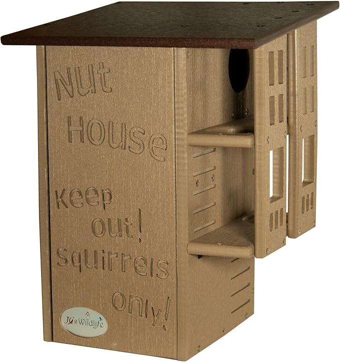 JCS Wildlife Brown & Tan Ultimate Squirrel House Nesting Box - A Perfect Playground and House for Your Squirrels - Squirrel Nesting Box - Made in the USA