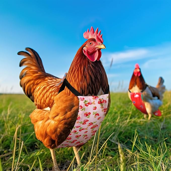 6 Pcs Chicken Diapers for Indoor Chickens Reusable Washable Duck Diapers with Bowtie Adjustable Ducklings Pet Poultry Potty Training Clothes for Rooster Chicken Geese(Cute,M)