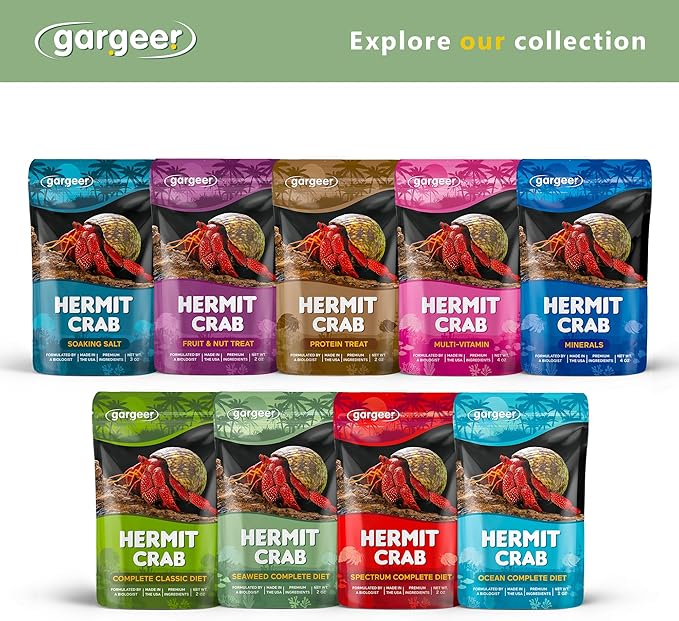 Gargeer 2oz Hermit Crab Seaweed Bounty Complete Diet. Easily Digested, Non-GMO Premium Ingredients Only. Strengthen Your Crab’s Exoskeleton, and Support All Nutritional and Immune System Needs