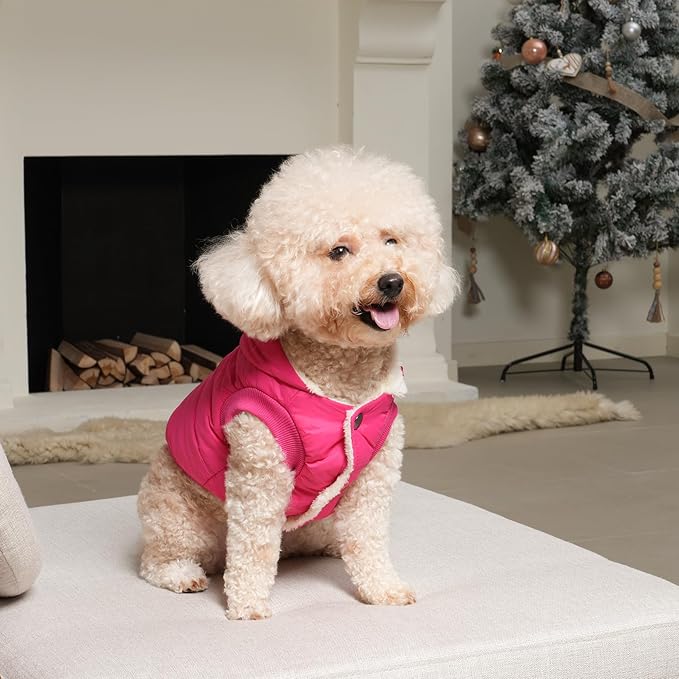 Vecomfy Fleece Lining Extra Warm Dog Hoodie in Winter for Large Dogs Jacket Pet Coats with Hooded Pink XL