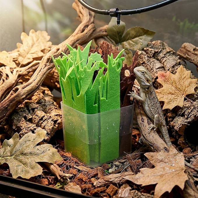 predolo Reptile Humidifier Imitation Plants Humidifier with Water Basin Environmental Humidifier Air Humidity Supplies Portable Compact Reptile Humidifying Sy, Green Brown