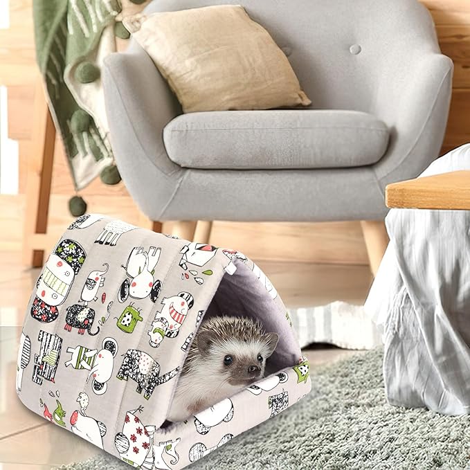 UPINS 4 Pack Guinea Pig Bed, Guinea Pig Hideout Washable Small Animal House Cage Accessories for Dwarf Rabbits Chinchillas Hamsters Hedgehogs Ferrets Bearded Dragons and Rats(20 x 20 cm)