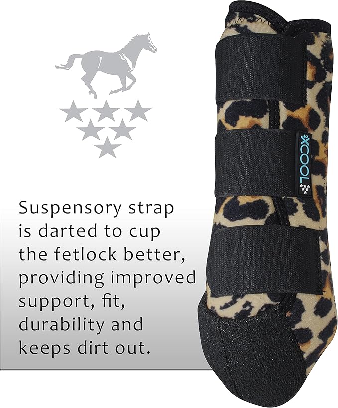 Professional's Choice 2XCOOL Sports Medicine Horse Boots | Protective & Breathable Design for Ultimate Comfort, Durability & Cooling in Active Horses | 2 Pack Large Cheetah