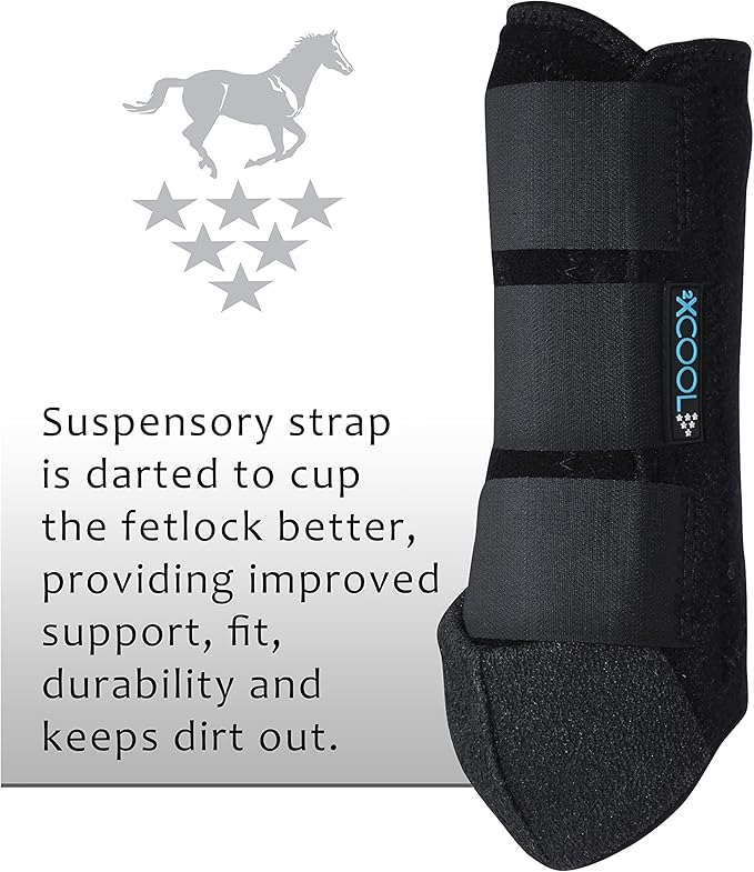 Professional's Choice 2XCOOL Sports Medicine Horse Boots | Protective & Breathable Design for Ultimate Comfort, Durability & Cooling in Active Horses | 2 Pack Large Black