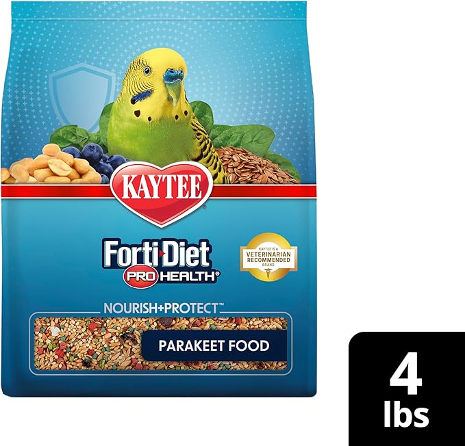 Kaytee Forti-Diet Pro Health Nourish+Protect Parakeet Food,Comprehensive Nutrition Backed by Science,Digestive Health,Immune Support,4 pounds,(Pack of 2)