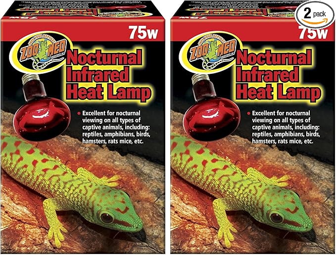 Zoo Med Nocturnal Infrared Incandescent Heat Lamp 75 Watts (Pack of 2)