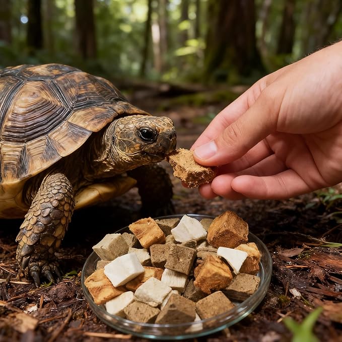 Freeze-Dried Chicken, Duck, Beef & Salmon for Turtles Treats| 3 oz Canister of Premium Protein Turtle Food | Natural Diet for Aquatic Turtles, Red Eared Sliders & Tortoises (3 oz)