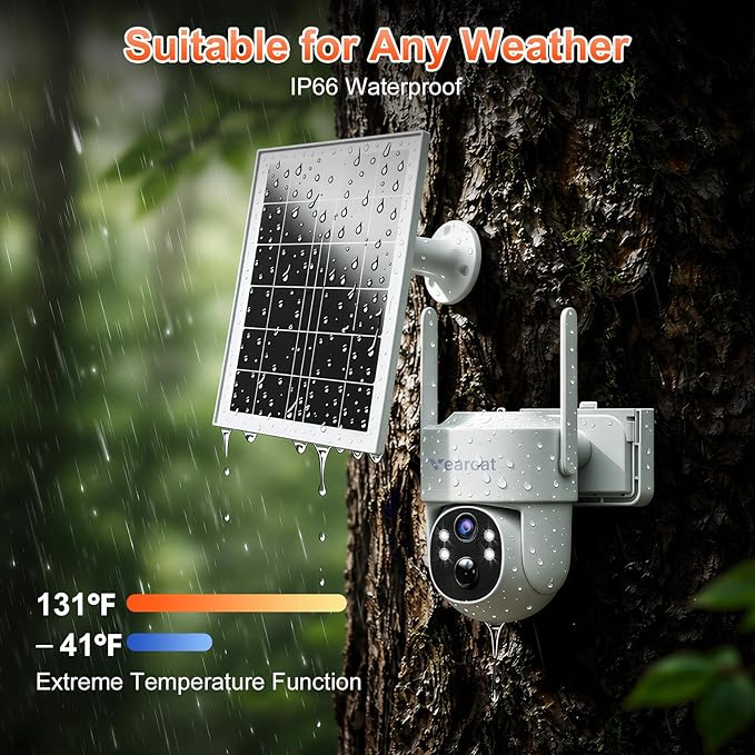 4G LTE Cellular Security Camera Upgraded, Lifetime Free Unlimited Data, Built-in VSIM Card, 360° Live View, AI PIR Motion Sensor Detection, Solar Powered Wireless Outdoor