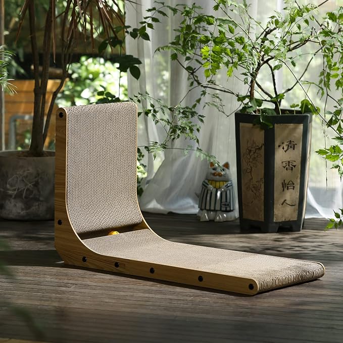 FUKUMARU Cat Scratcher, 26.8 Inch L Shaped Cat Scratch Pad for Indoor Cats - Image 8