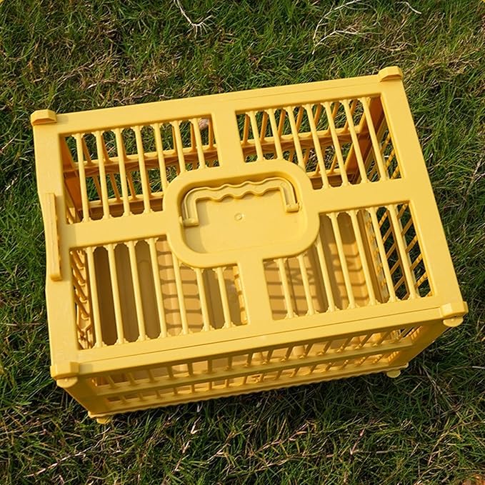 Handle Bird Cage Yellow Bird Aviary Parrot Cage Small Flight Birdcage Bird Carrier Square Travel Carrier Cage with Standing Perch
