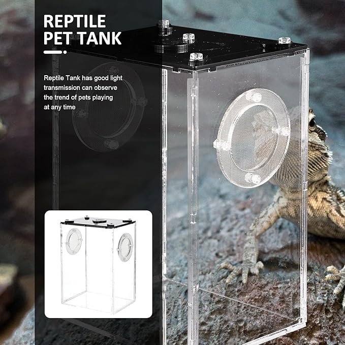 Mipcase Box Box Reptile Feeding Lizard Terrarium Reptile Tank Enclosure Jumping Spider Habitat Container Carrier Breeding Tanks Transparent Feeding Accessories Snake Cage