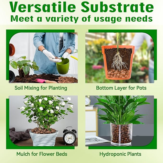 Halatool Reptile Substrate 4QT Leca Balls Terrarium Bedding Organic Hydroton Clay Pebbles Bioactive Drainage Layer for Terrariums & Vivariums Leopard Gecko Tortoise Frog Lizard Ball Python