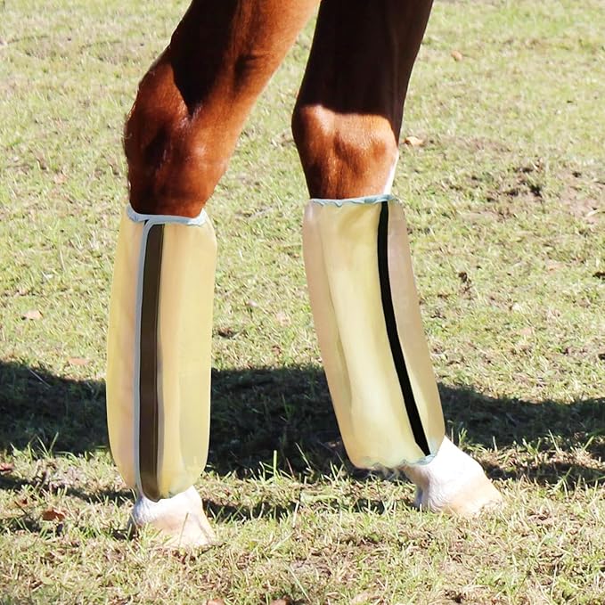 Mesh Fly Boots for Horse Breathable shoofly Leggings for Horses Set of 4 (L, Light Khaki)