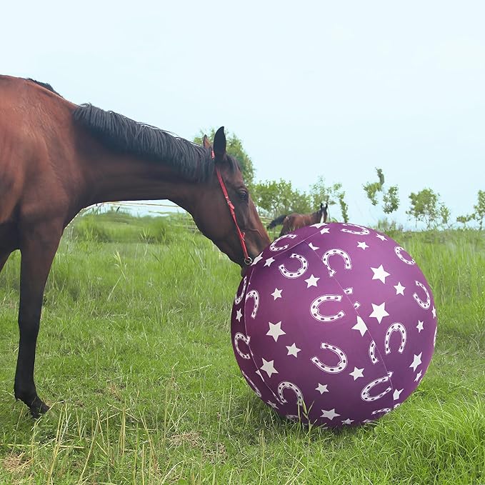 40 Inch Horse Ball Cover, Ball Cover for Horses(Noble Purple Horseshoe Pattern, 40inch)