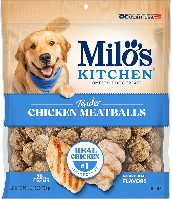 Milo's Kitchen Chicken Meatballs Dog Treats, 28 Oz. Bag(Pack of 4)
