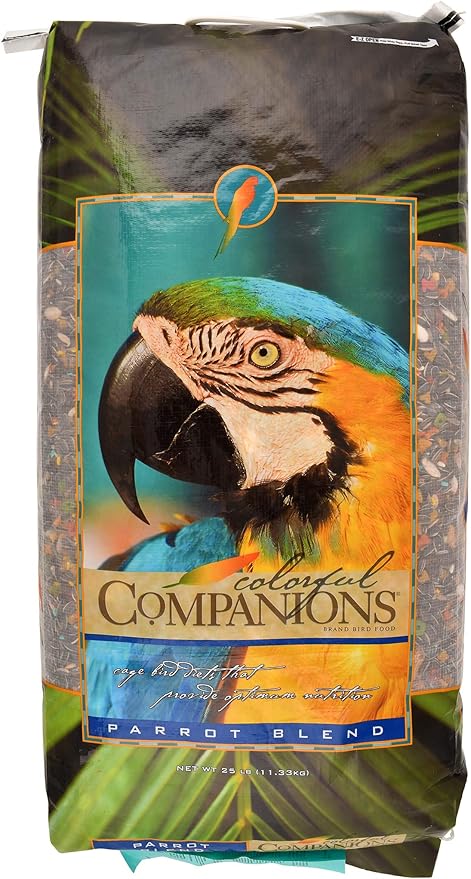 Colorful Companions | Parrot Bird Food Blend | Nutritionally Complete | Premium Grains and Seeds | 25 Pound (25 lb.) Bag