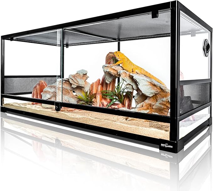 REPTI ZOO Reptile Tempered Glass Extra-Long Terrarium Habitats 48" x 18" x 18" Reptile Amphibians Large Enclosure for Snake/Bearded Dragon/Lizard ect.