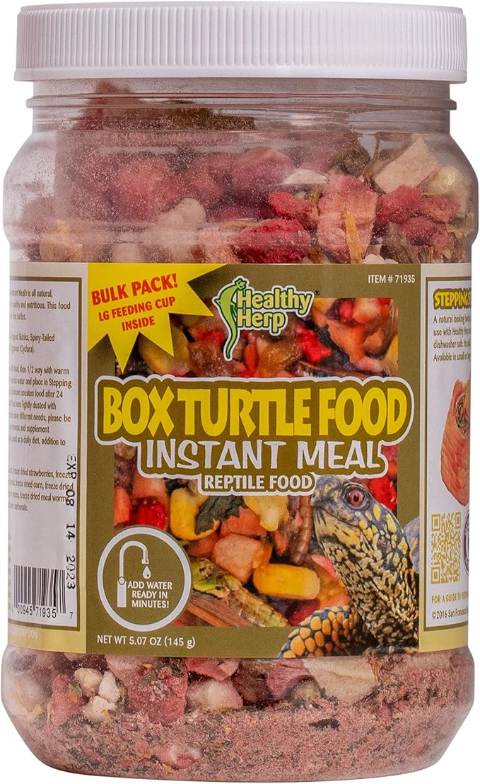 Healthy Herp Box Turtle Food Instant Meal for Reptiles - Nutritious Turtle Food, Tortoise Habitat Accessories, Tortoise Food - Made in USA, Quick Prep - 5.07 oz (145g)