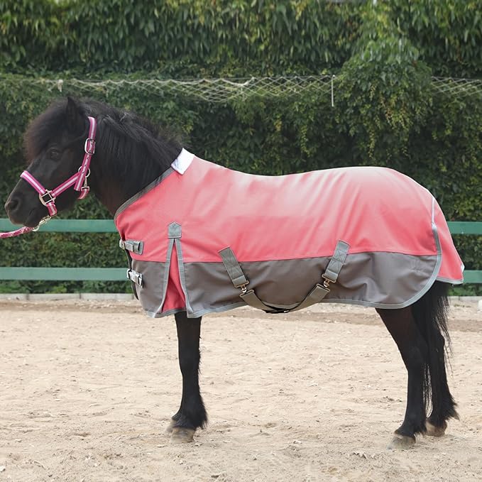 Mini Horse/Pony/Foal/Miniature Size 36"-51" Lightweight Waterproof & Breathable 1200 Denier Turnout Blanket with No Filling Pink 42"