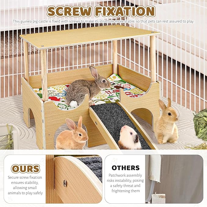 Guinea Pig House, Hamster Hideout, Rabbit House, Guinea Pig Toys, Guinea Pig Accessories, Small Animal Houses and Habitats (Wood)