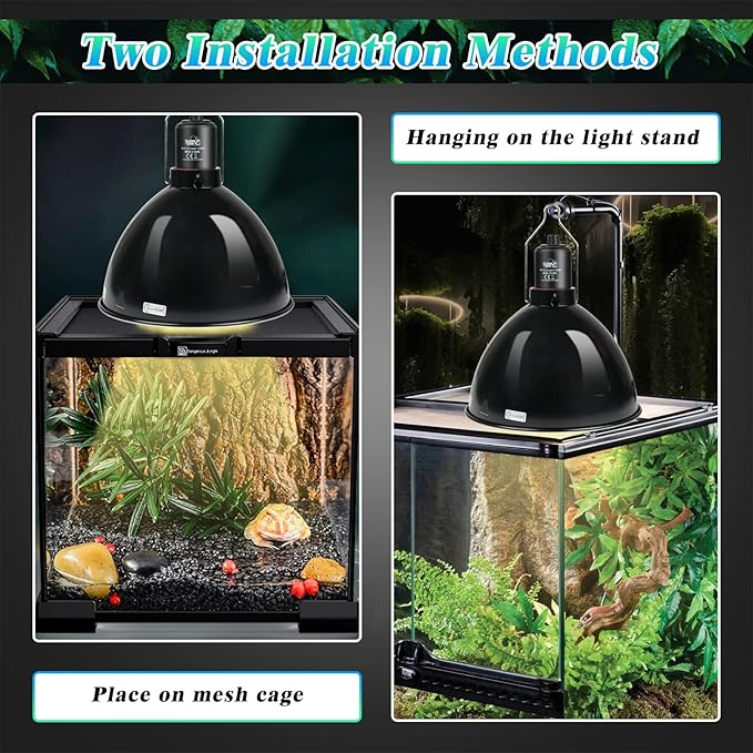 LUCKY HERP Reptile Light Fixture with Dimming Thermostat & Timer, Aluminum 8.5inch Dome Reptile Lamp Fixture, Heat Lamp Fixture for Reptile Bulb Basking Heat Bulb