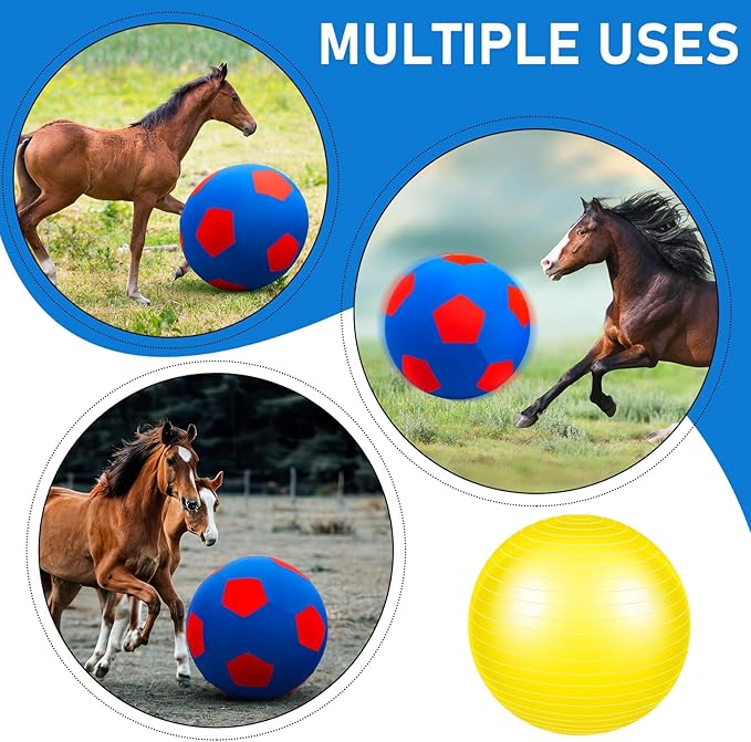 48 Inch Giant Herding Ball with Cover Anti Burst Ball Please Watch VCR for How to Inflation Large Horse Toys for Horse Stall Entertainment Play, Pump Included(Blue-red)