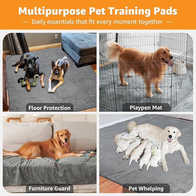 Dog Pee Pad Washable-Extra Large Instant Absorb Training Pads Non-Slip Pet Playpen Mat Waterproof Reusable Floor Mat for Puppy/Senior Dog Whelping Incontinence Housebreaking (31"x36"-(2PACK))