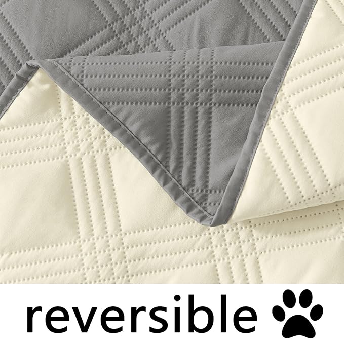 hyha Waterproof Dog Blanket, Reversible Pet Bed Blanket, Soft Sofa Couch Cover for Dogs Washable, Waterproof Pet Couch Covers for Sofa Puppy Cats Furniture Protector(40"x80", Grey/Beige)