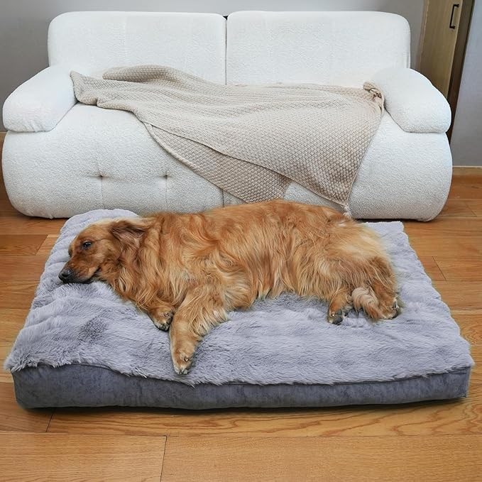 Small Dog Bed with Low-Angle Soft Pillow.Deluxe Dog Bed Fabric Comfortable and Soft.with Non-Slip Bottom, Washable pet Bed for Crate.Color: Grey.
