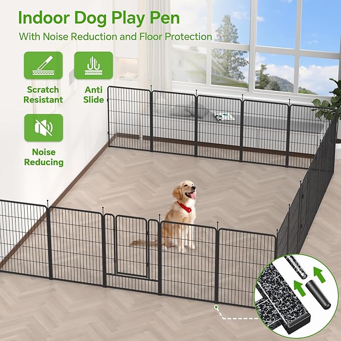 Mr Ironstone 40" Height Dog Playpen with Anti-Rust Coating – 16 Panels Portable & Foldable Indoor/Outdoor Pet Fence for Large, Medium, or Small Dogs – Durable Exercise Pen