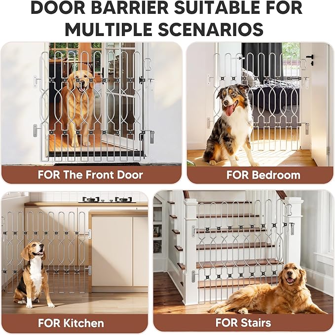 Snagle Paw Extra Tall Metal Retractable Door Barrier, 36.2" Wide 35" Tall Safety Dog Gate for Front Door,Easy Install Retractable Pet Gate for Recreational Vehicle,Doorways