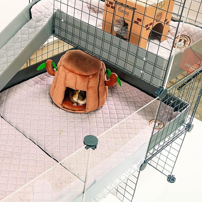 GuineaDad Piggy Condo – C&C Cage Balcony for Guinea Pigs & Small Animals with Coroplast Base | Acrylic and C&C Grids for Small Pets (C&C Grids, No Pillar)
