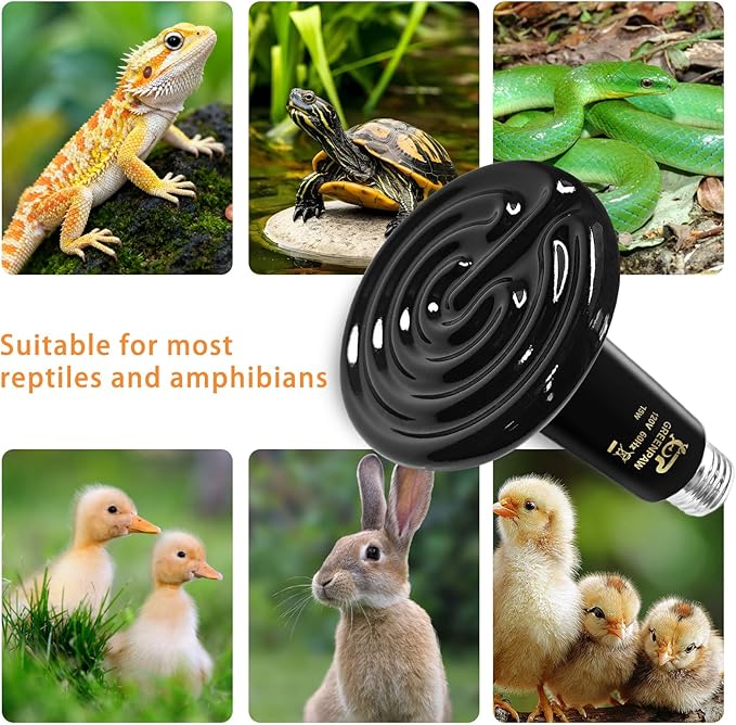 UVA UVB Reptile Light Bulb with Ceramic Heat Emitter Combo, 10.0 26W UVB Light for Bearded Dragon & 2-Pack 75W No-Light Heat Lamp, All-in-One UVB & Heat Source for Reptiles and Amphibians
