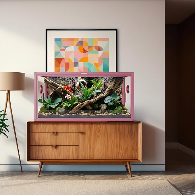 Phailozoo 50 Gallon Bearded Dragon Tank, Reptile Enclosure for Easy Maintenance, Front Opening Reptile Tank with Top Screen Ventilation & Glass Sliding Door 36''x18''x18''