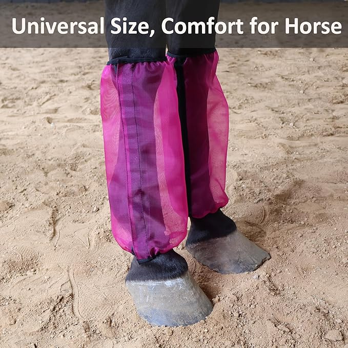 Horse Leggings Fine Mesh Horse Fly Boots Breathable Horse Boots Leg Wraps (Set of 4) Universal Size Provide Protection for Your Horse Against Horsefly