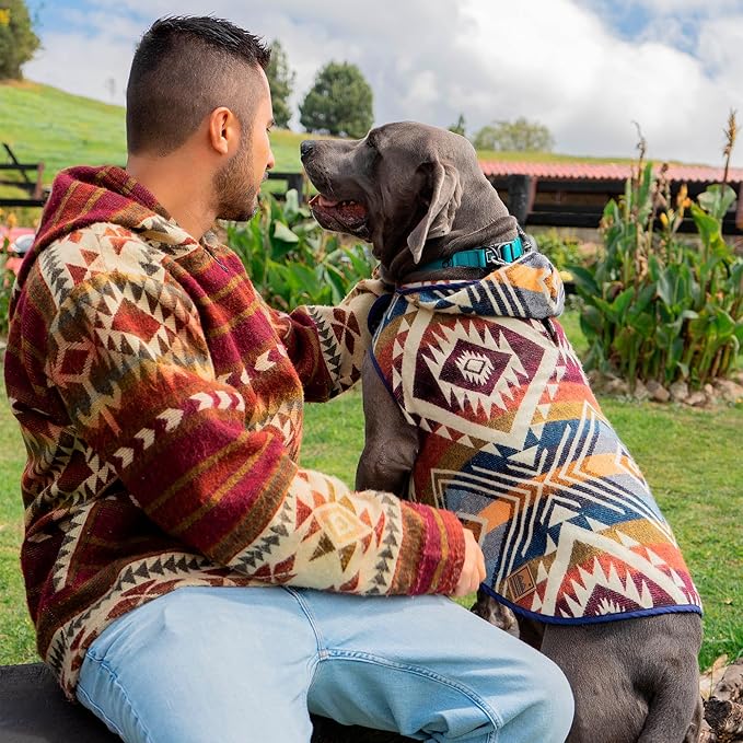 Dog Clothes for Large Dogs - Hand Made Sweater - Dog Poncho - Knitted by Artisans in The Heart of The Mountains of Ecuador - Winter Hoodie Outfit - Pet Costume