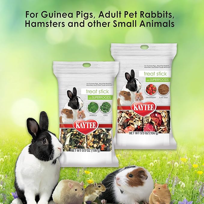 Kaytee 6 Pack of Small Pet Superfood Treat Sticks, .17 Ounces Each, with Spinach and Kale