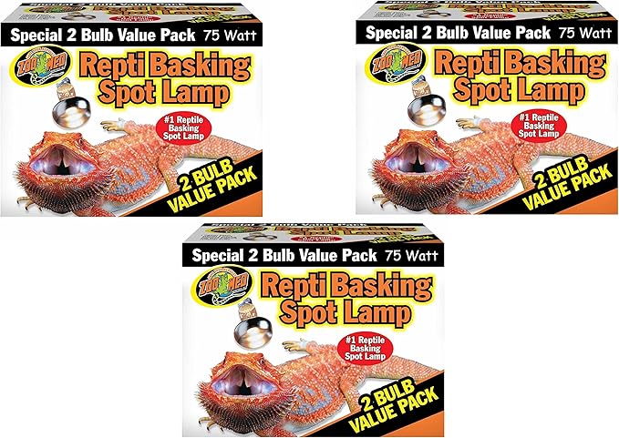 Zoo Med Reptile Basking Spot Lamp 75 Watts - 6 Bulbs Total (3 Packs with 2 per Pack)