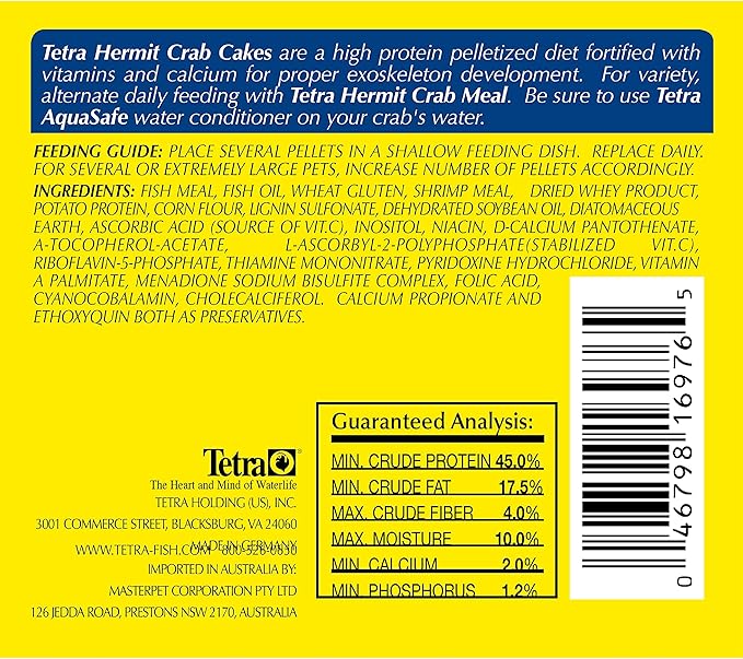 TetraFauna Hermit Crab Cakes 1.58 Ounces, Food Pellets For All Land Crabs, 100ml (16976)