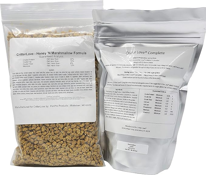 Complete & Honey 'N Marshmallow Kibble Sugar Glider Food - Combo Pack